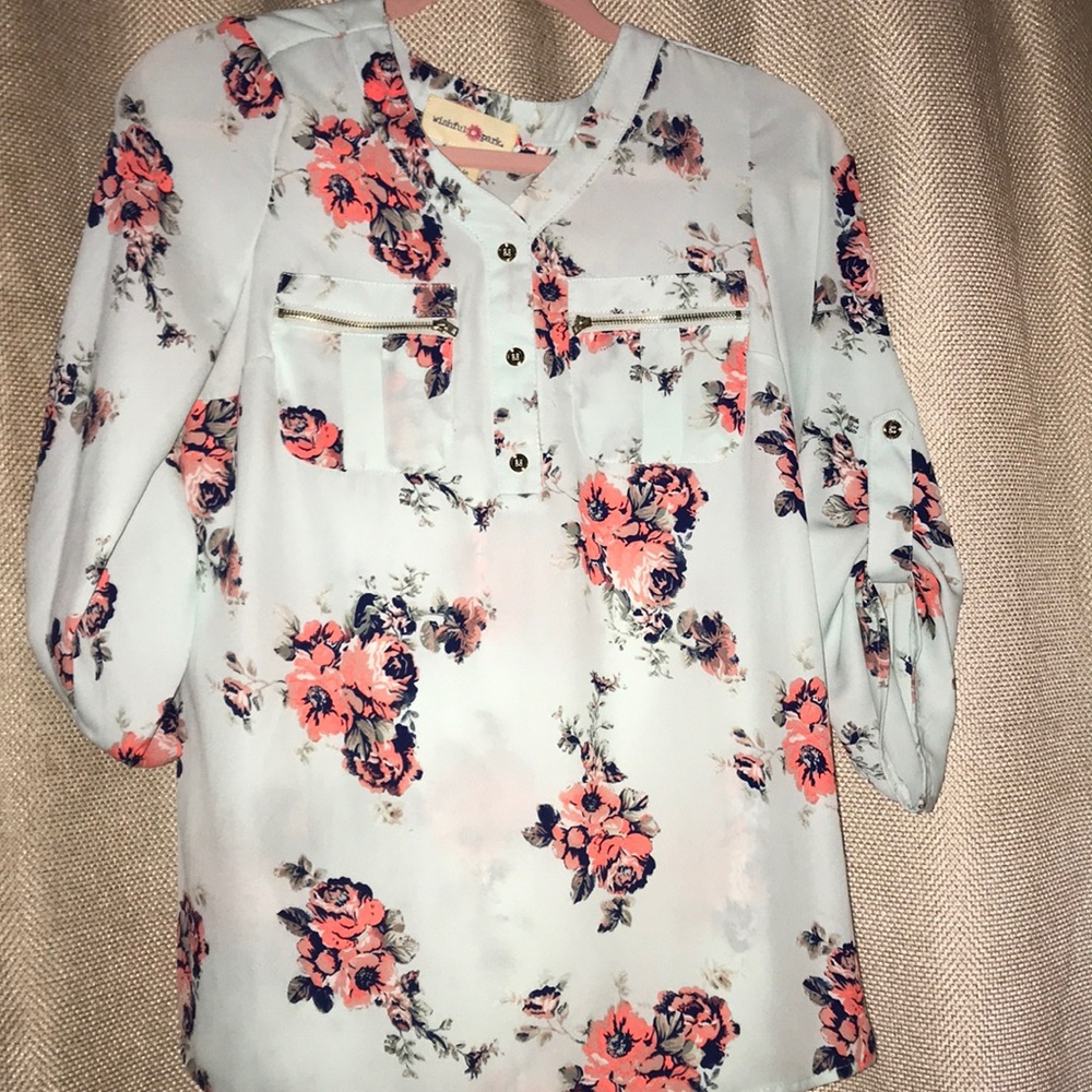 Button Up Floral Blouse